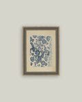 Blue Textile Pattern Framed Antique Art
