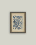Blue Textile Pattern Framed Antique Art