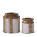 11.75 Inch Vertical Line Carved Wood Vase