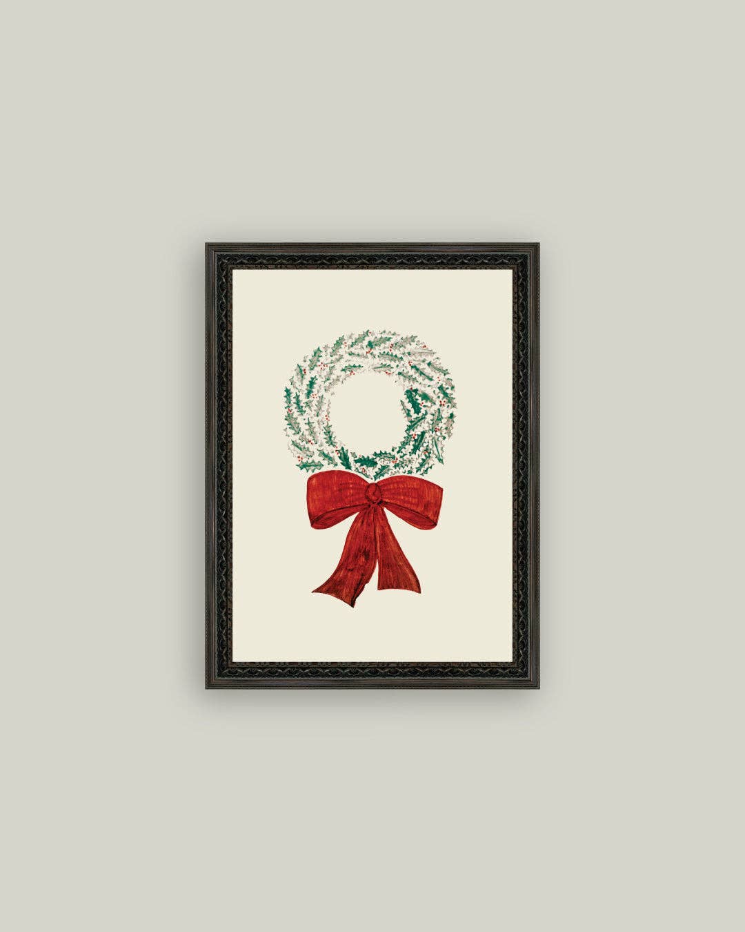 Christmas Wreath Framed Antique Art