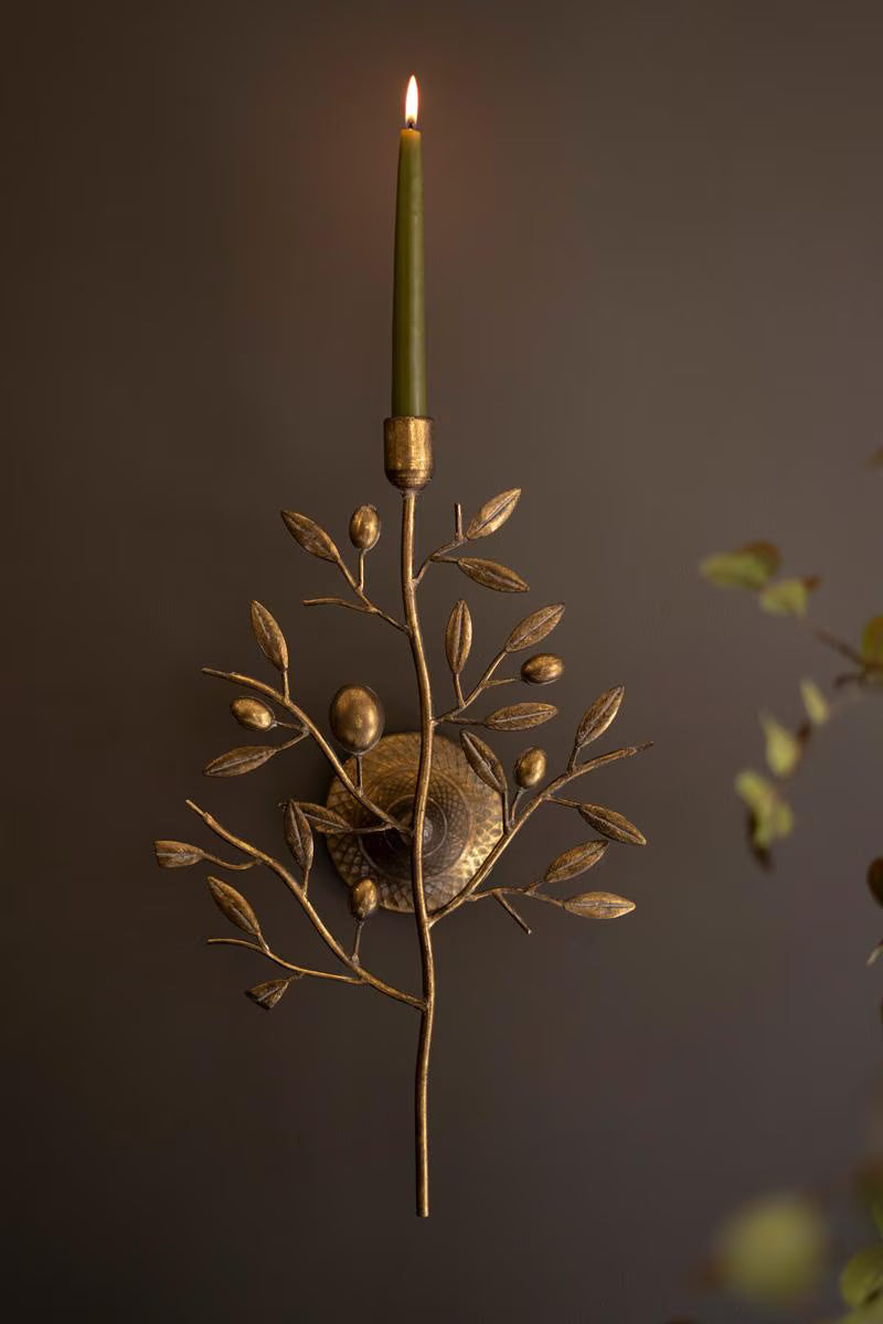 Antique Brass Fruit Tree Taper Wall Sconce