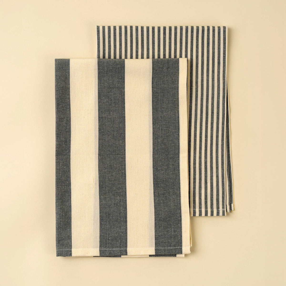 Hampton Stripe Tea Towels S/2, Slate Grey
