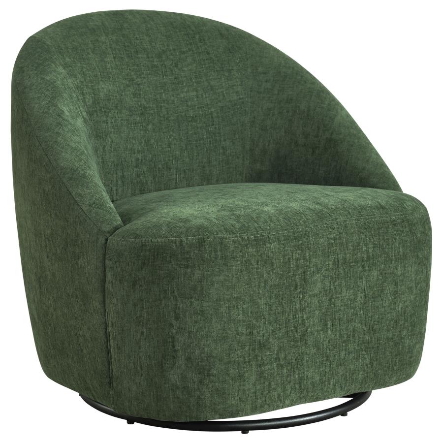 Chenille Upholstered Swivel Accent Chair Green