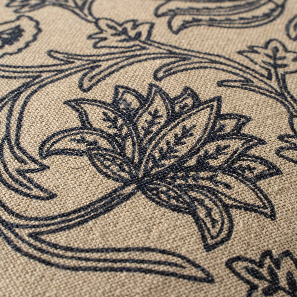 24x24 Lotus Linen Pillow, Blue