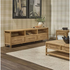 Dorsey 84 Inch Acacia Wood Entertainment Console in Granola