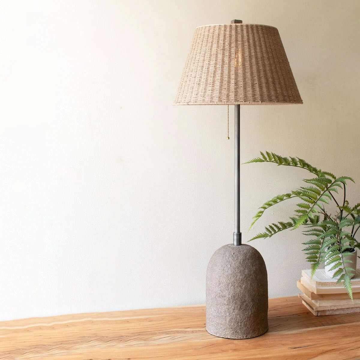 Table Lamp and Rattan Shade