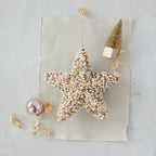 Foam Star Ornament with Faux Pearls, Gold Finish