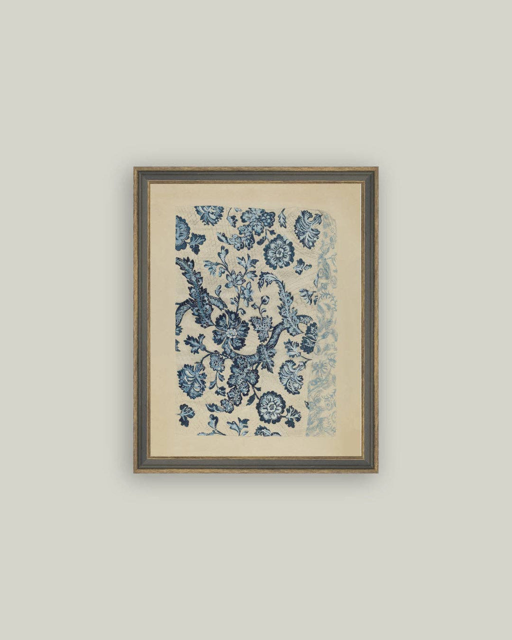Blue Textile Pattern Framed Antique Art