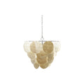 Natural Capiz Shell Pendant Lamp, Silver Finish, 6' Chain & 10' Cord, KD (Hardwire Only)