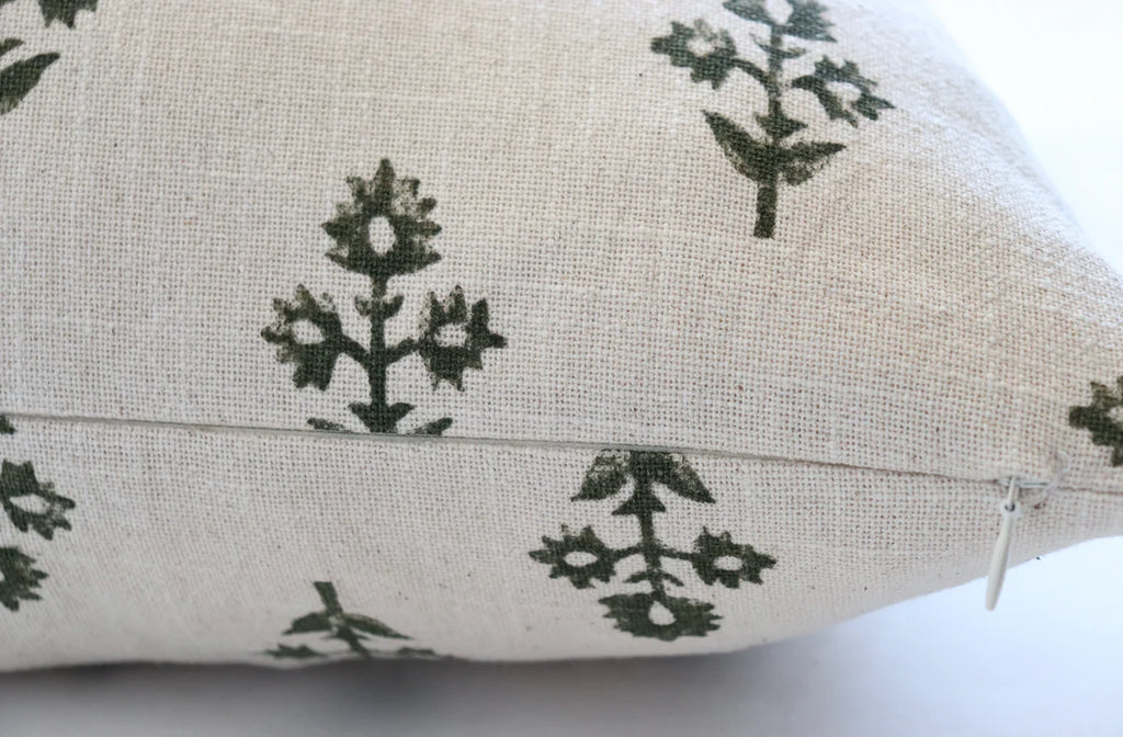 Aspen Floral Block Print Pillow 20" X 20"