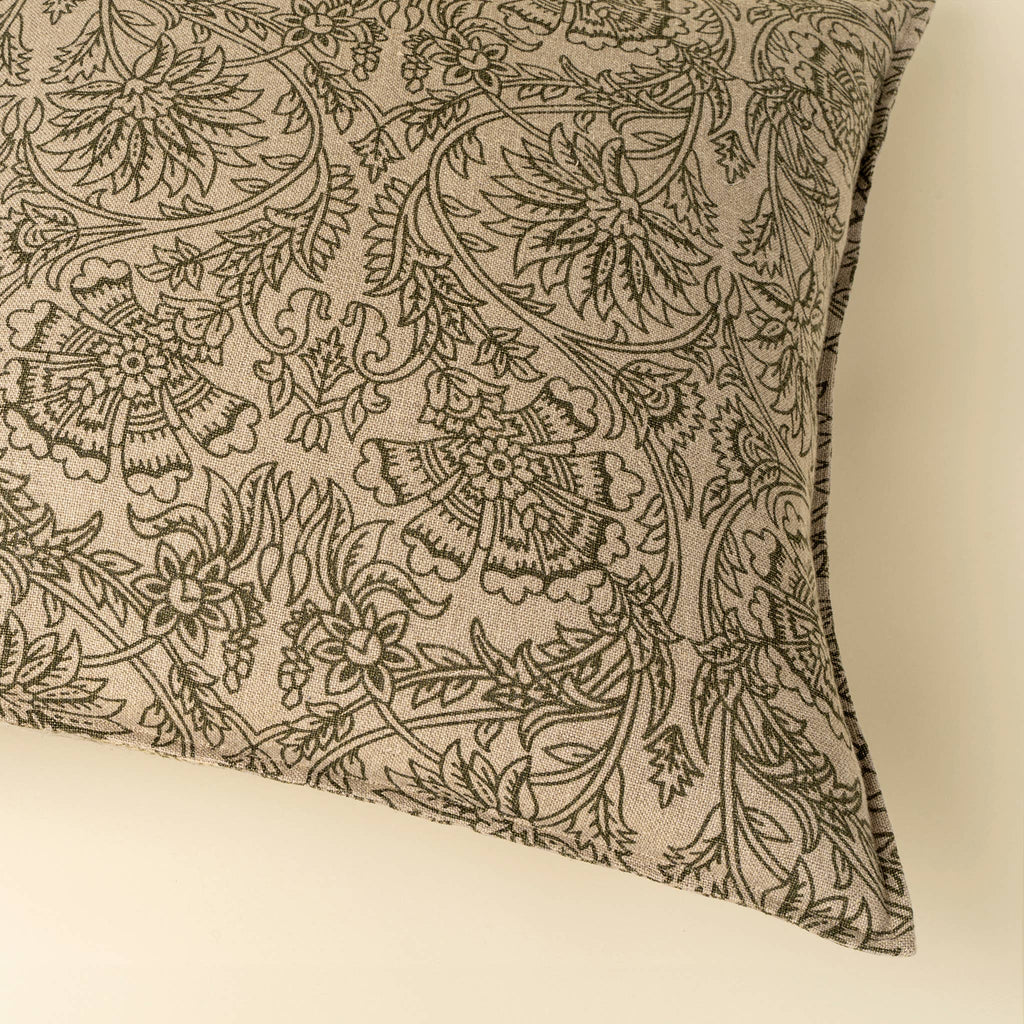 24x24 Floria Linen Pillow, Green