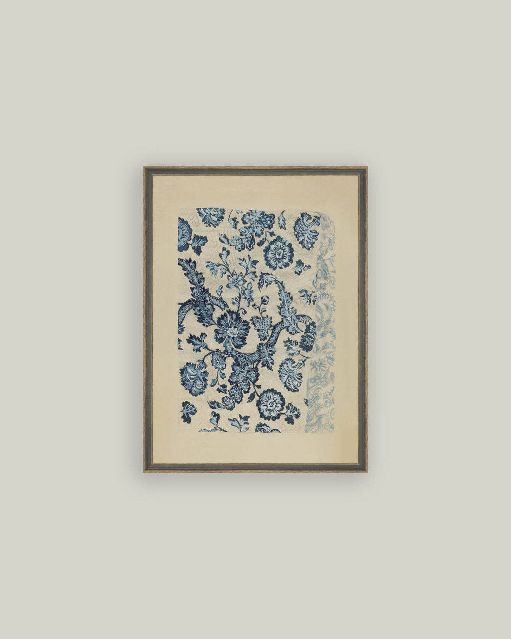 Blue Textile Pattern Framed Antique Art