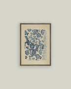 Blue Textile Pattern Framed Antique Art