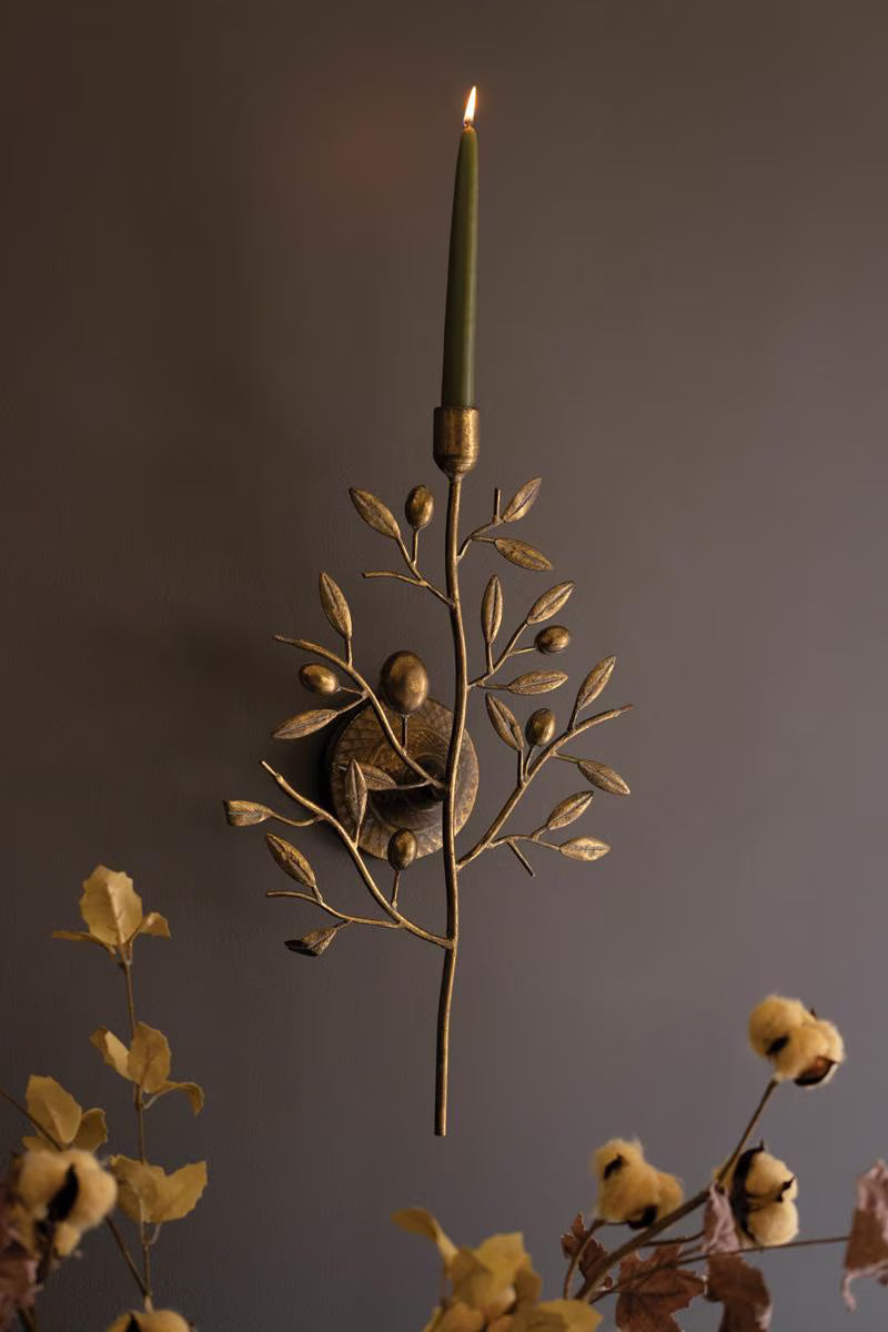 Antique Brass Fruit Tree Taper Wall Sconce