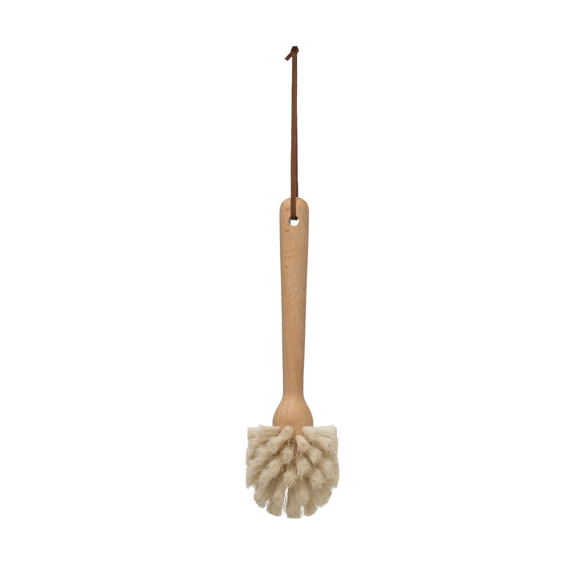 Large Beech Wood Dish Brush with Leather Strap