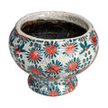 Decorative Printed Terra-cotta Footed Planter (Holds 6" Pot) (Each One Will Vary)