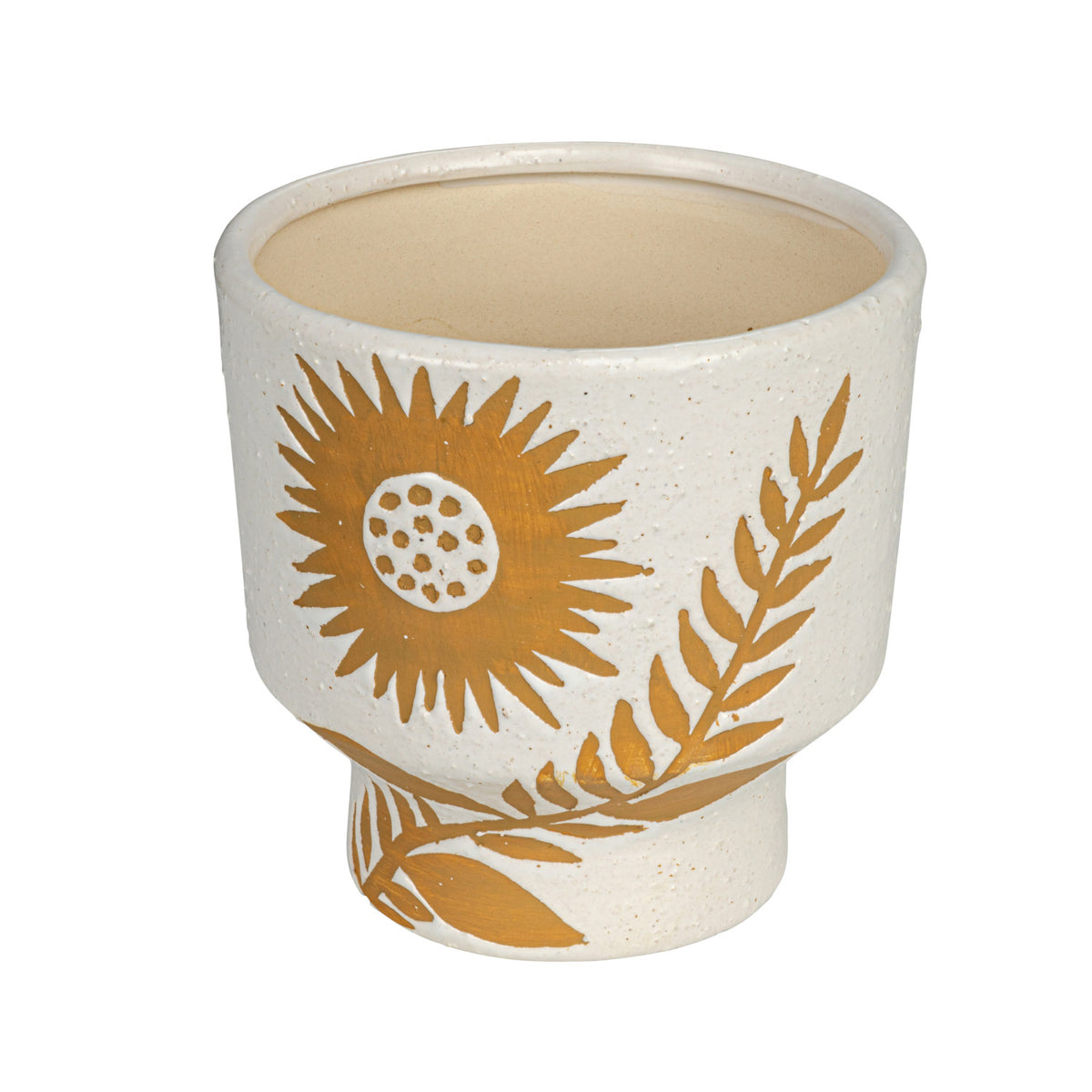 Coarse Stoneware Footed Planter (Holds 5" Pot) (Each One Will Vary)