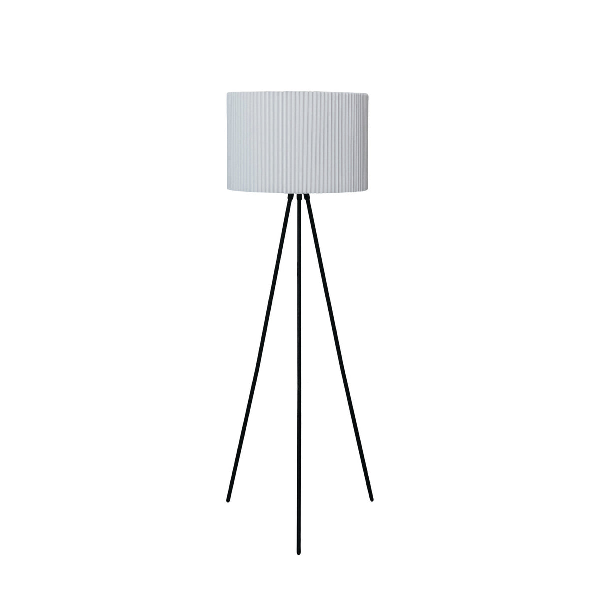 Metal Tripod Floor Lamp w/ Pleated Jute Shade