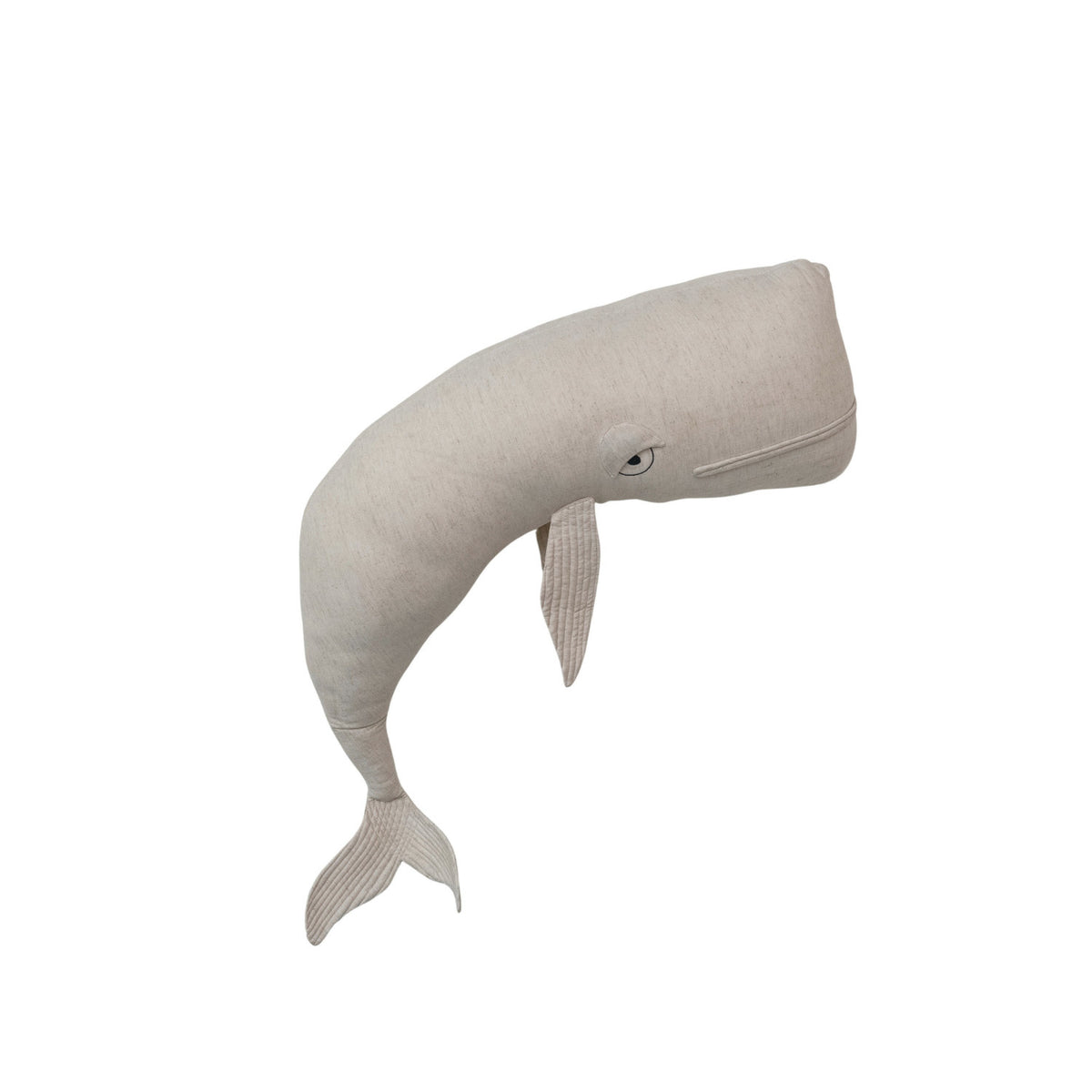 48"L x 8-1/2"W x 12"H Cotton & Linen Whale Shaped Pillow w/ Embroidery