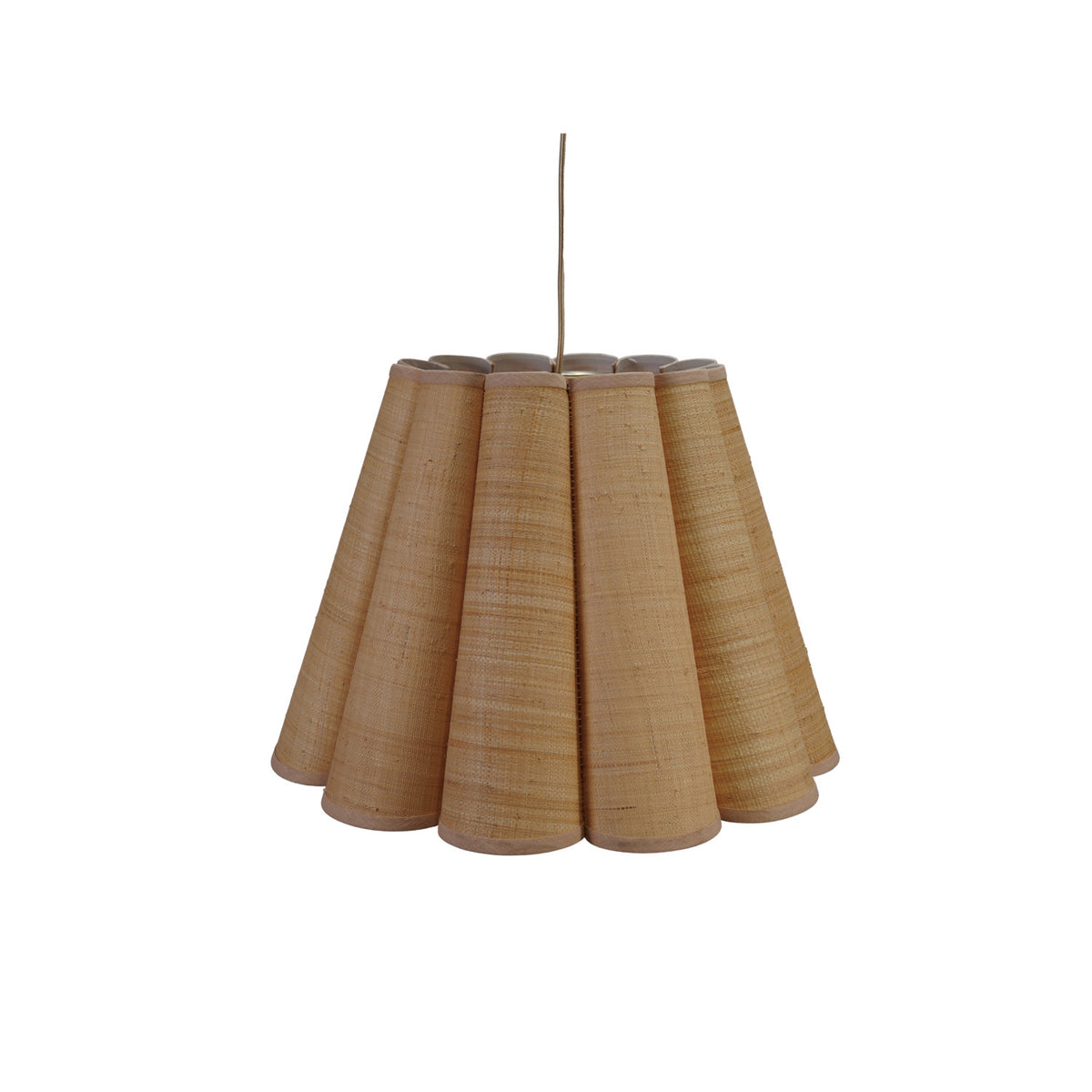 Raffia Scalloped Pendant Lamp with Linen Trim, 8' Fabric Cord