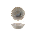 Stoneware Flower Shaped Bowl, Reactive Glaze, White & Blue (Each One Will Vary)