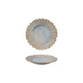Stoneware Flower Shaped Plate, Reactive Glaze, White & Blue (Each One Will Vary)