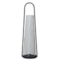 Metal Lantern Taper Holder with Handle & Hammered Glass Hurricane, Black, Set of 2