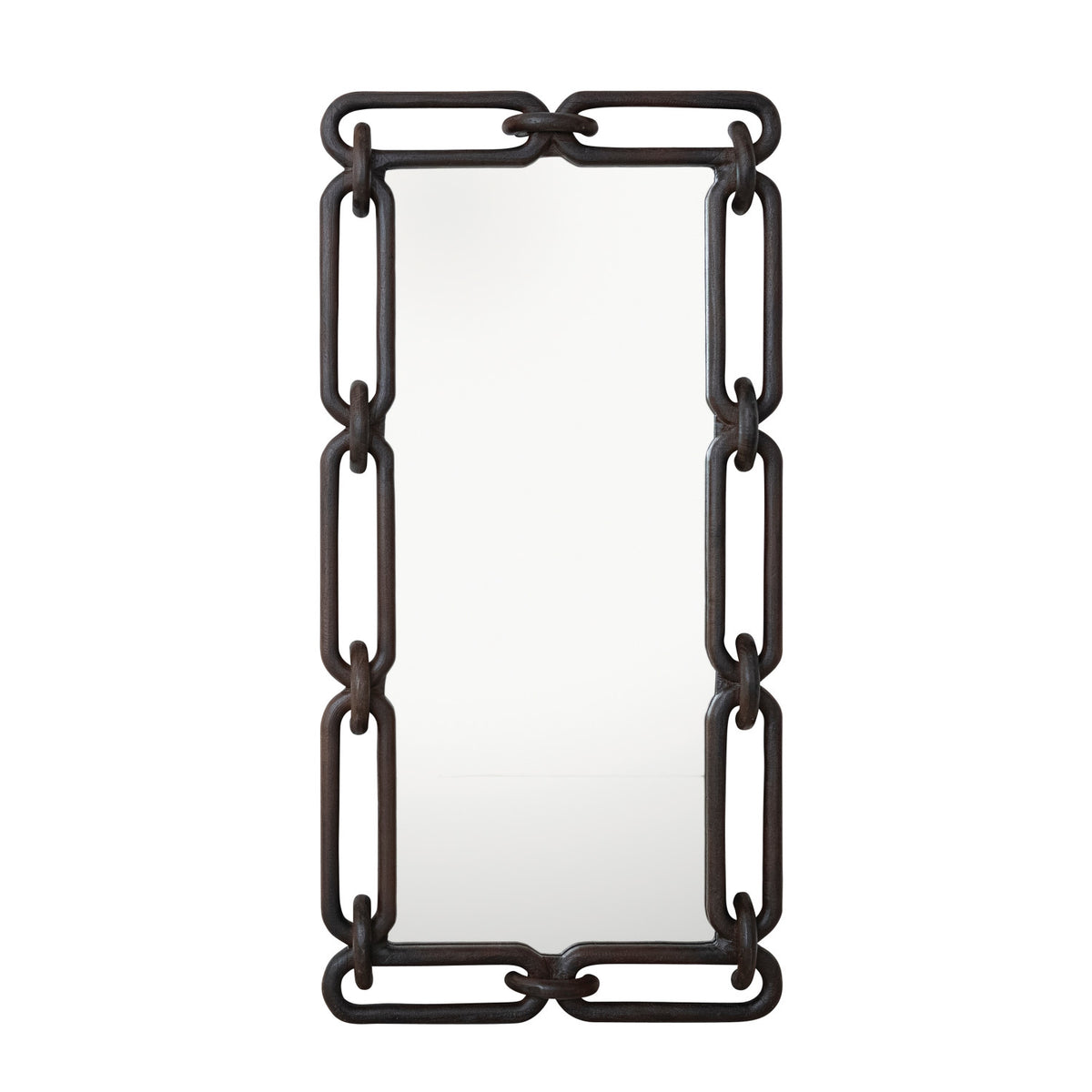 Reclaimed Wood Chain Link Framed Wall Mirror (Hangs Vertically & Horizontally)