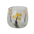 Handmade Glass Tealight/Votive Holder with Embedded Natural Silk Oak Leaves
