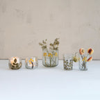 Handmade Glass Tealight/Votive Holder with Embedded Natural Silk Oak Leaves