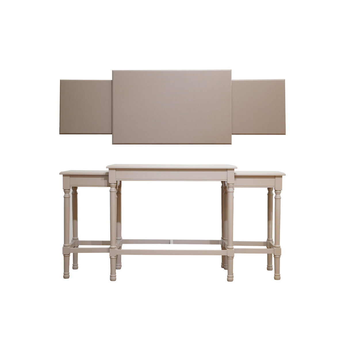 (2) MDF & Wood Nesting Tables, Taupe, Set of 3, KD