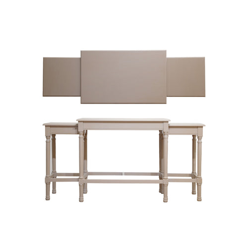 (2) MDF & Wood Nesting Tables, Taupe, Set of 3, KD