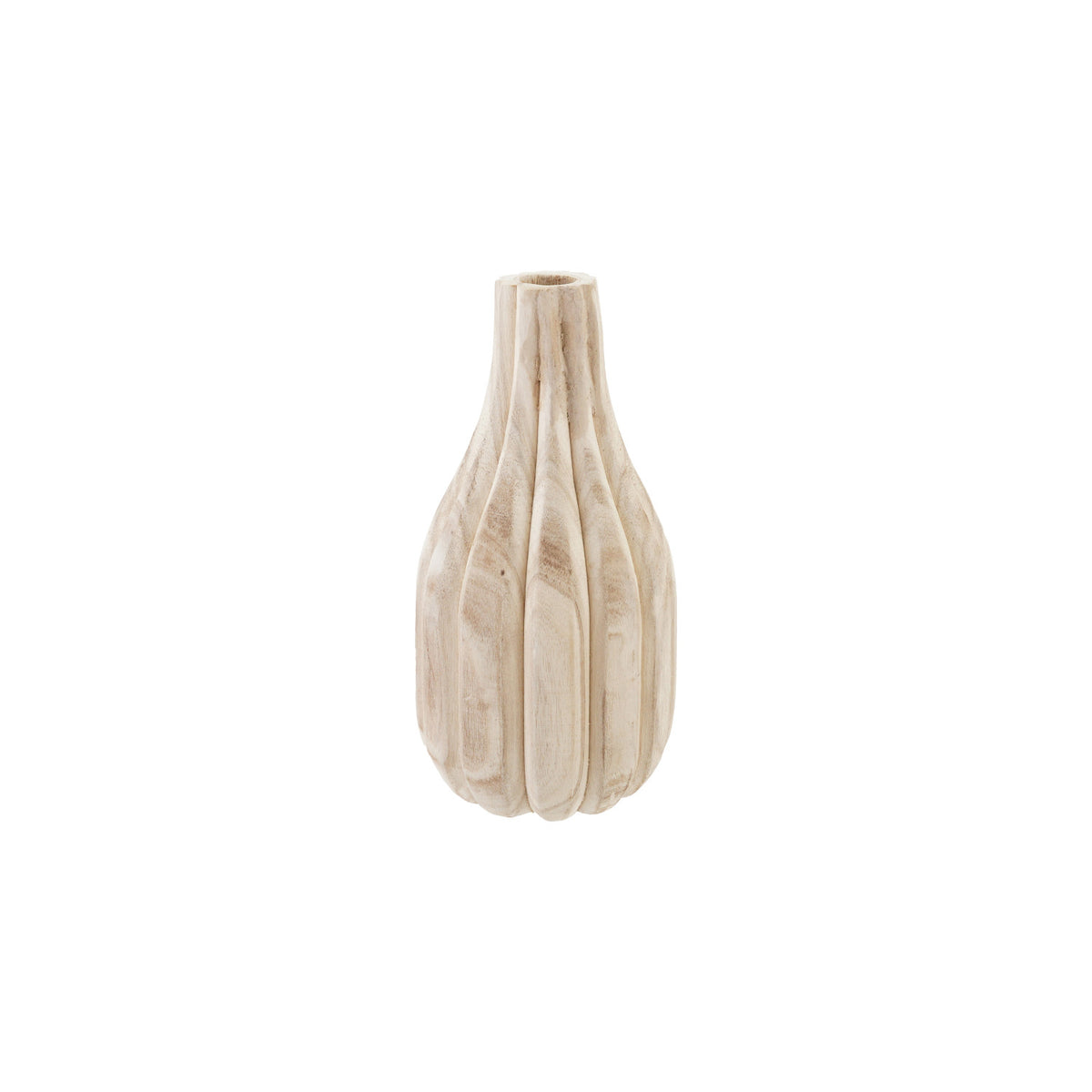 Decorative Carved Paulownia Wood Vase, Natural
