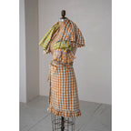 Woven Cotton Tea Towel with Check Pattern & Ruffle, 3 Colors