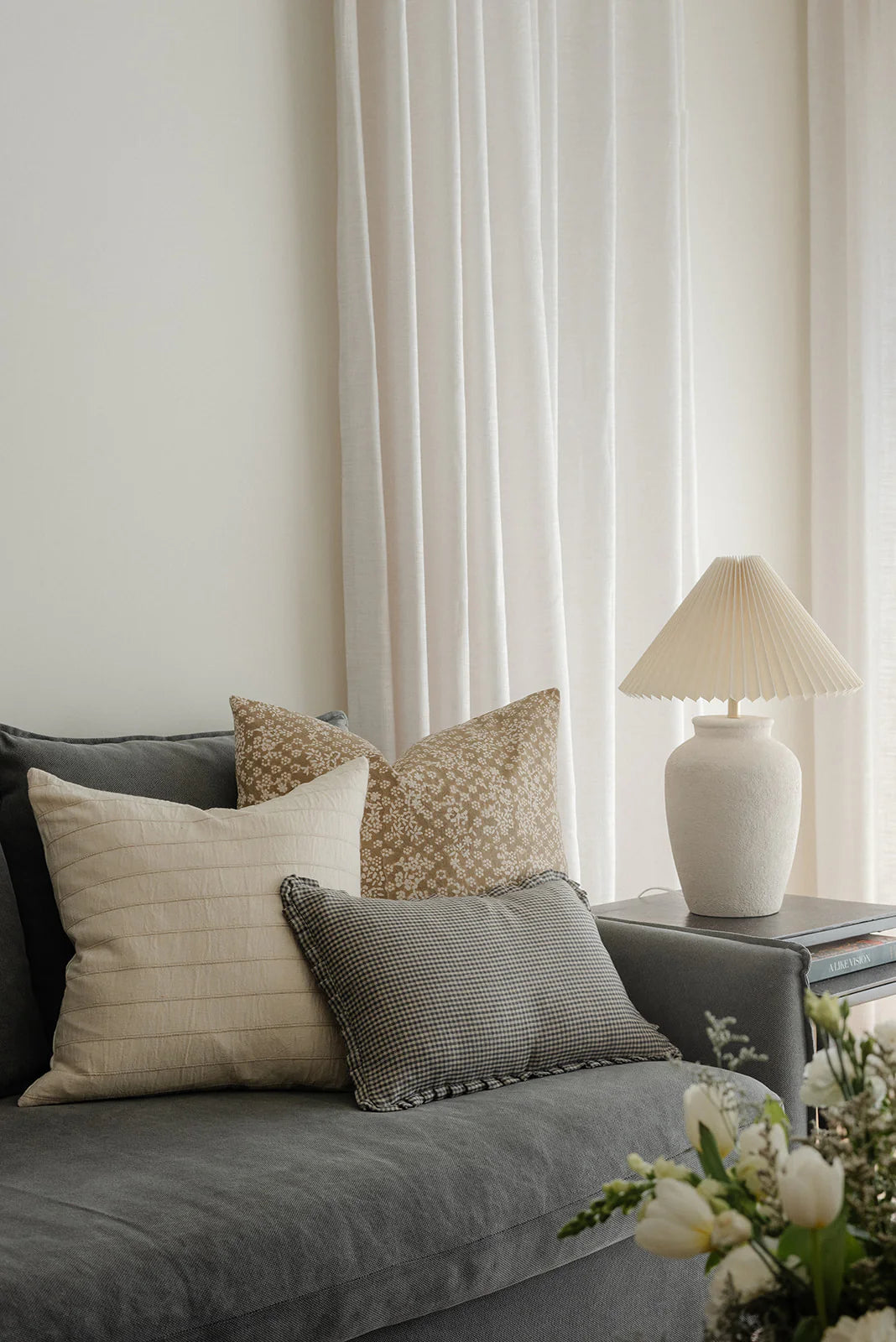 Finn Gingham Ruffle Pillow 14x20