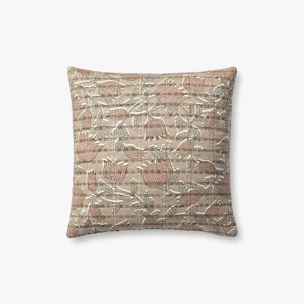 Jean Stoffer Loloi Pillow Taupe/ Rose