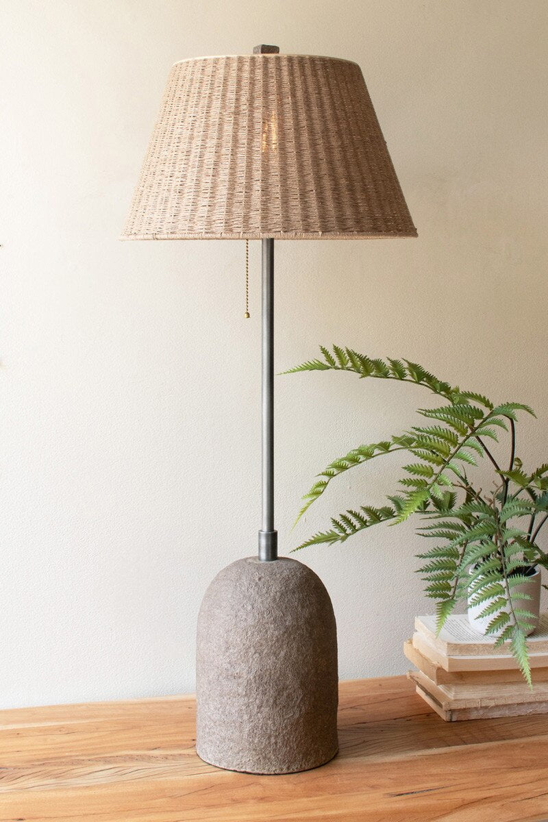 Table Lamp and Rattan Shade