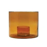 Glass-Candle-Holder-Amber-Color-Holds-3-Pillar