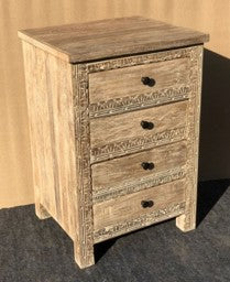 WOODEN NIGHT STAND 4 DRAWER