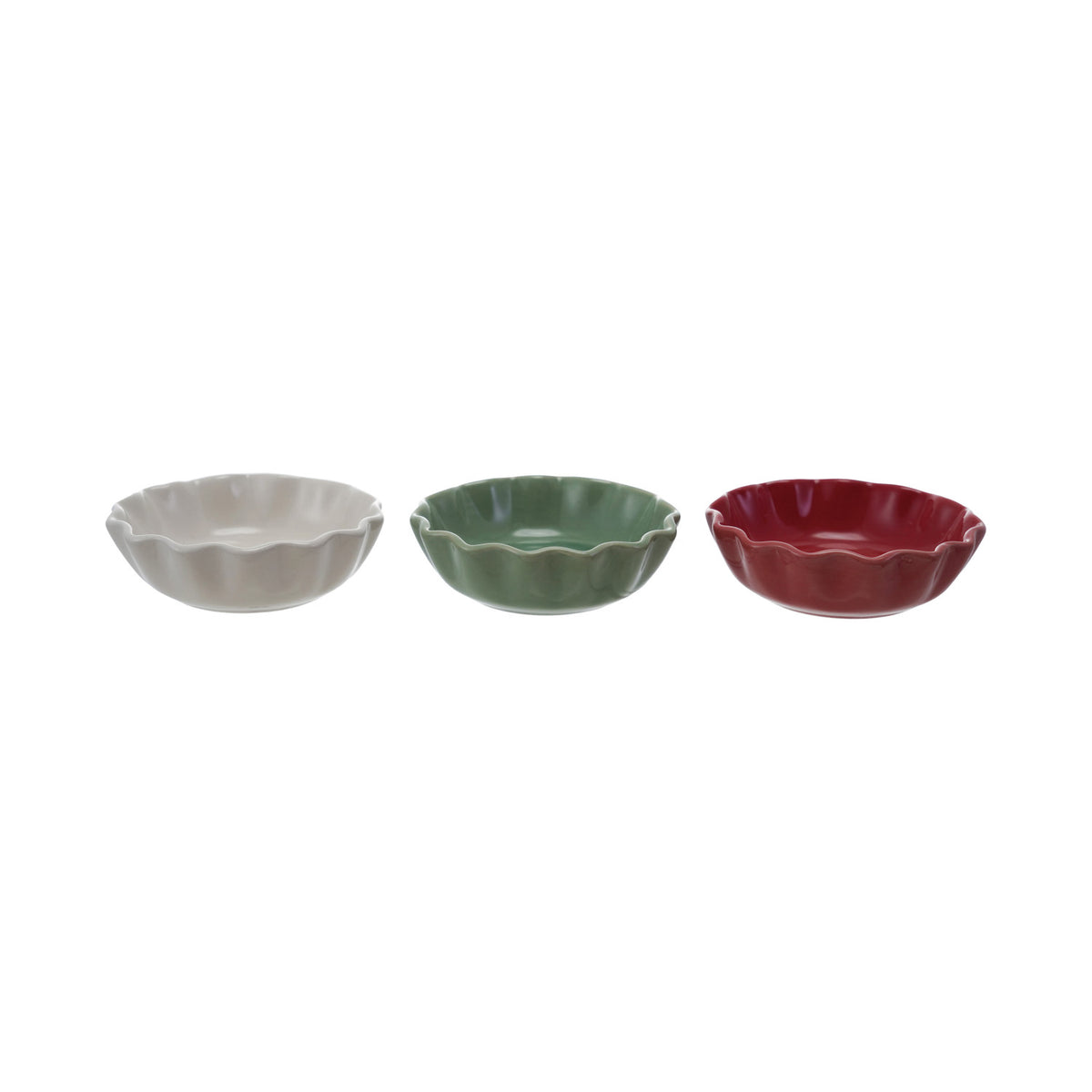 4" Round Stoneware Scalloped Bowl, 3 Colors