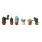 Handmade Wool Felt Cactus in Planter Ornament with Embroidery, Sequins & Beads, 6 Styles