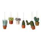 Handmade Wool Felt Cactus in Planter Ornament with Embroidery, Sequins & Beads, 6 Styles