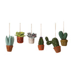 Handmade Wool Felt Cactus in Planter Ornament with Embroidery, Sequins & Beads, 6 Styles