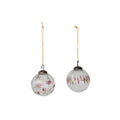 Hand-Painted Glass Ball Ornament with Etched Vine Design, Red & Gold Finish, 2 Styles