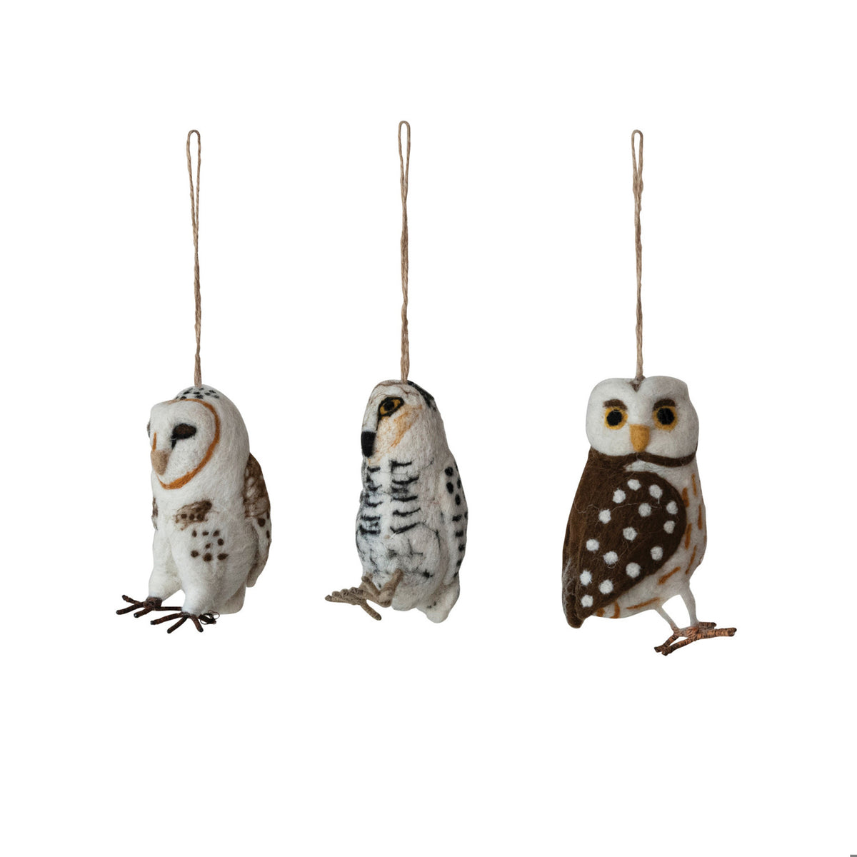Handmade Wool Felt Owl Ornament, 3 Styles