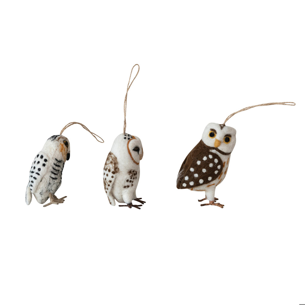 Handmade Wool Felt Owl Ornament, 3 Styles