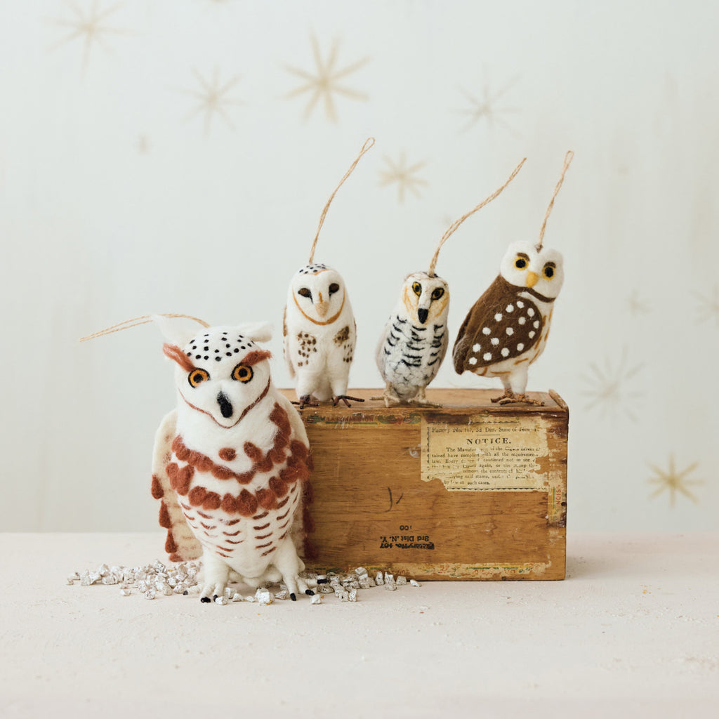 Handmade Wool Felt Owl Ornament, 3 Styles